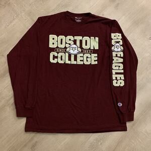 Champion Boston College Eagles BC Maroon T-Shirt Men's Large Long Sleeve Mascot